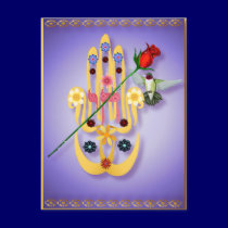 Hamsa and Flowers  Postage postcards