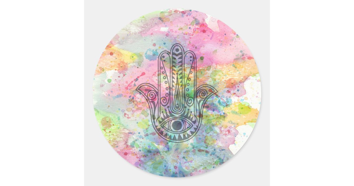 HAMSA Hand of Fatima symbol Classic Round Sticker | Zazzle