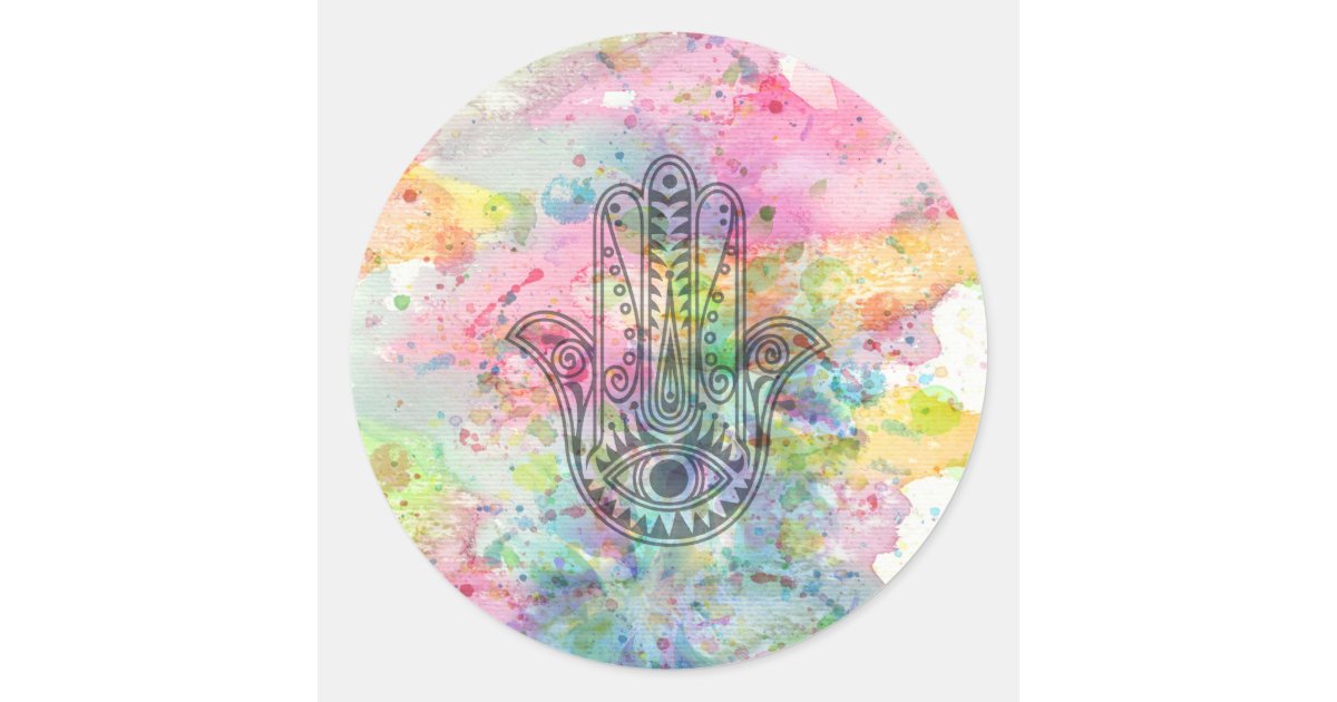 HAMSA Hand of Fatima symbol Classic Round Sticker | Zazzle