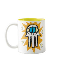 Hamsa Hand of God Gold Glow mugs