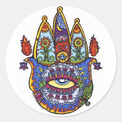hamsa hand. round stickers