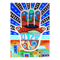 Hamsa Judaica Bar Bat Mitzvah Invitation invitations