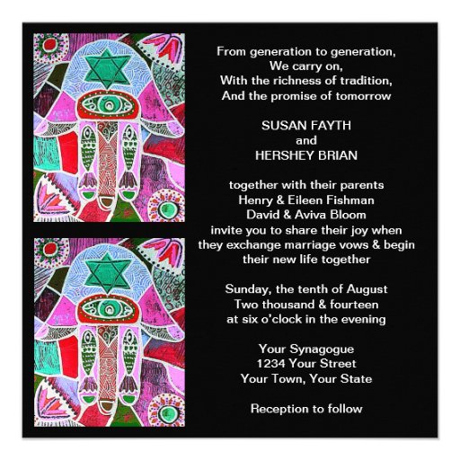 Hamsa Stainglass Darik Wedding Invitation