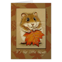 Hamster & Autumn Leaf - Thanksgiving Card
