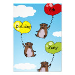Hamster balloons, 8th birthday party personalized invitation