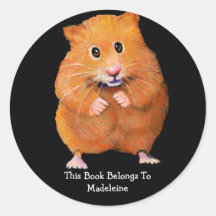 HAMSTER BOOK PLATE: ARTWORK ROUND STICKER