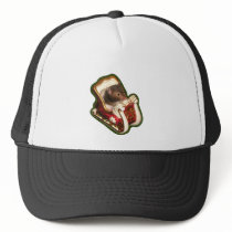 Hamster in a sled mesh hat