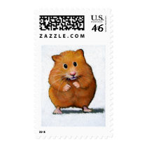HAMSTER IN COLOR PENCIL POSTAGE STAMP