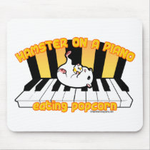Hamster on a piano eating popcorn mousepads
