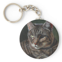 Hana Gray Tabby Cat Key Chain