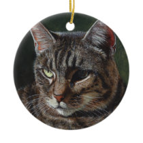 Hana Tabby cat painting art Christmas Tree Ornament