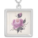Hanad Painted Pink Rose necklaces