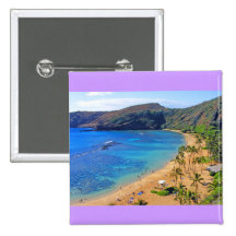 Hanauma Bay, Honolulu, Oahu, Hawaii View Pinback Button