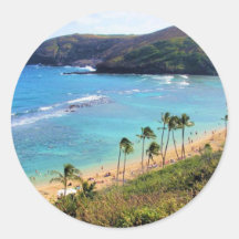 Hanauma Bay, Honolulu, Oahu, Hawaii View Round Stickers