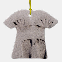 Hand and Feet prints in Florida beach sand Christmas Ornament