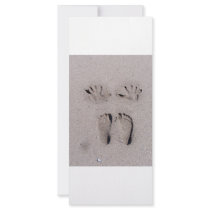 Hand and Feet prints in Florida beach sand Rack Cards