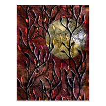 Hand Carved Leaves in Burgundy Post Card