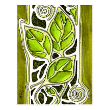 Hand Carved Leaves in Green Post Card