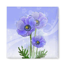 hand drawn Anemone Flowers Fridge Magnets