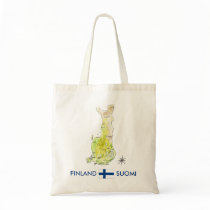 Hand Drawn Color Map of Finland Canvas Bag