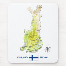 Hand Drawn Color Map of Finland Mousepad