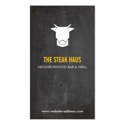 HAND-DRAWN COW LOGO 2 for Restaurants, Chefs, Pubs Business Card Template (front side)