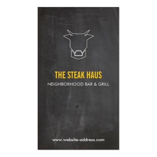 HAND-DRAWN COW LOGO for Restaurants, Chefs, Pubs Business Card Template (front side)