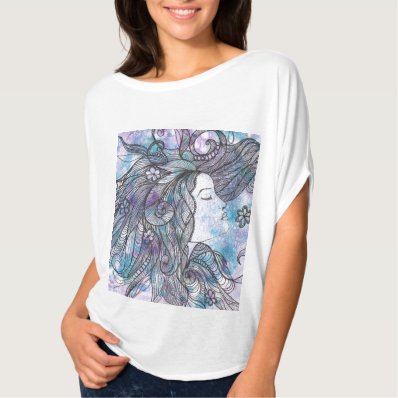 Hand Drawn Feminine Bella Canvas Flowy Circle Top T-shirts