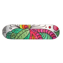 Hand Drawn Floral Arabesque - red and green Skate Boards