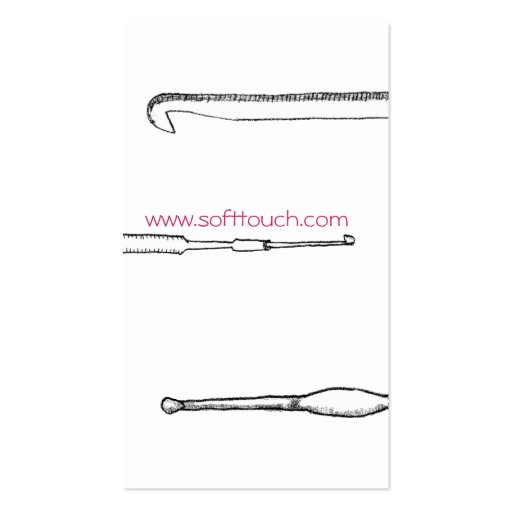 Hand drawn fuzzy yarn crochet hooks gift tag card business card templates (back side)
