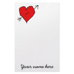 Hand drawn heart with Cupid's arrow Stationery Paper