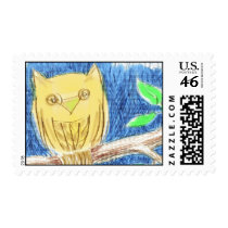 Hand-Drawn Owl on Branch postage by dinijaz Hand-Drawn Owl on Branch postage