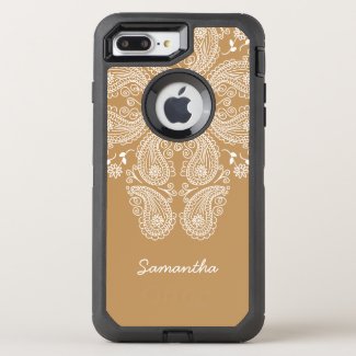 Hand Drawn Paisley Pattern on Gold,