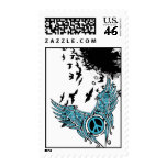 Hand Drawn : Peace and Flight postage stamp stamps