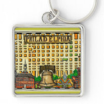 Hand-Drawn Philadelphia Map Key Chain