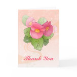Hand drawn pink begonias greeting card