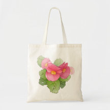Hand drawn pink begonias tote bag