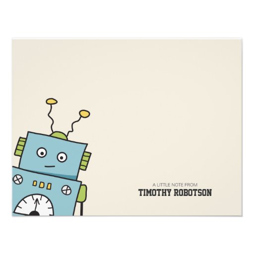 Hand Drawn Robot Flat Note Card Personalized Announcement