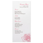 Hand drawn rose reception menu pink rack card