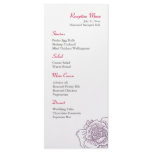 Hand drawn rose reception menu purple rack cards
