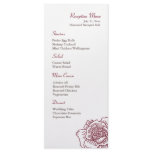 Hand drawn rose reception menu red customized rack card