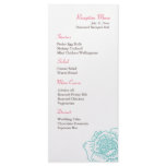 Hand drawn rose reception menu turquoise rack card