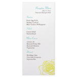 Hand drawn rose reception menu yellow custom rack card