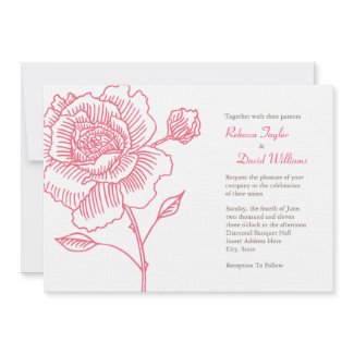 Hand drawn rose wedding invitation pink invitation