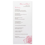 Hand drawn rose wedding program pink personalized rack card