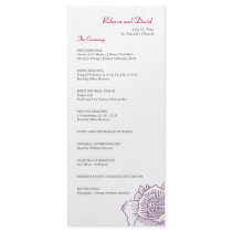 Hand drawn rose wedding program purple full color rack card