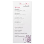 Hand drawn rose wedding program purple full color rack card