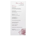Hand drawn rose wedding program red personalized rack card