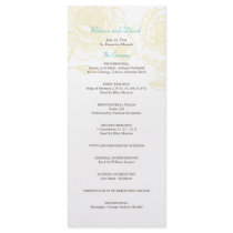 Hand drawn rose wedding program yellow rack cards