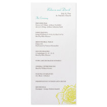 Hand drawn rose wedding program yellow rack cards
